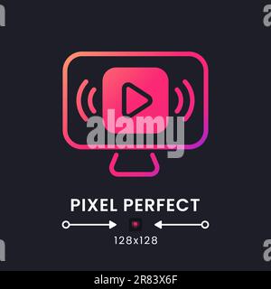 Live streaming pink solid gradient desktop icon on black Stock Vector