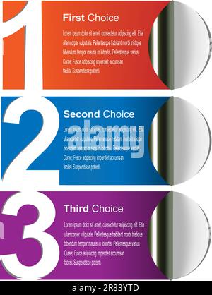 Multicolored choices label for print, web and page layout design Stock Vector