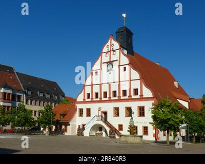 City Hall and market place in Grimma in Saxony Stock Photo