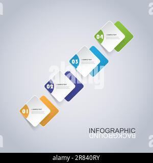 Colorful Minimal Paper Cut Infographics Design - Round Squares Stock Vector