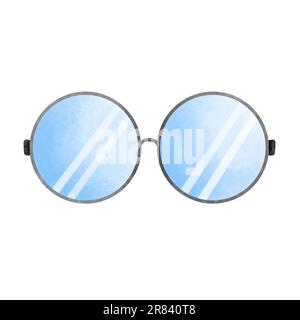 Hand drawn watercolor male and female glasses illustration isolated on white background. Watercolor accessory illustration,Old style eyeglasses,Round Stock Photo