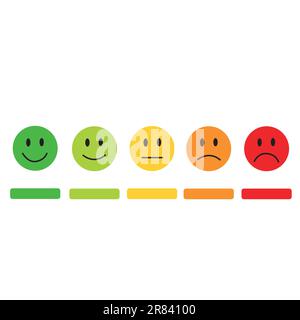 Level of satisfaction face shape on a white background with copy space Stock Vector