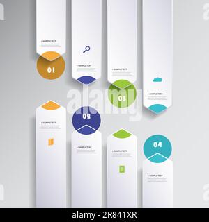 Colorful Minimal Paper Cut Infographics Design, Presentation Template - Rounded Arrows Stock Vector