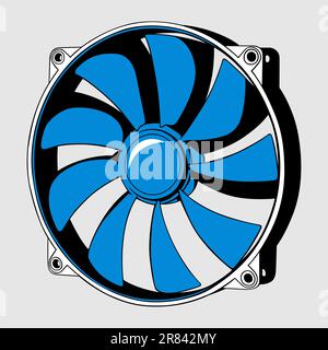 Computer fan on light grey background Stock Vector