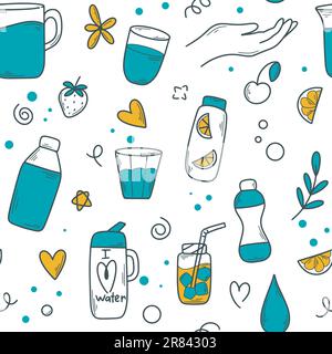 Water hand drawn seamless pattern Stock Vector
