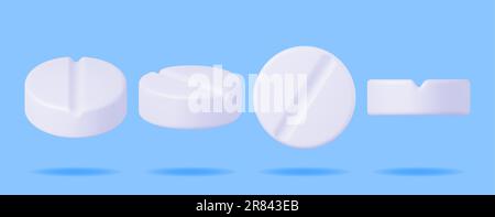 3D Classic Pills from Different Angles Collection Stock Vector