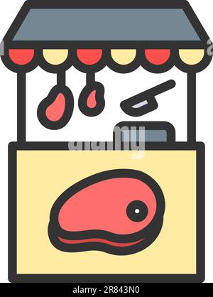 Meat Stall icon vector image. Stock Vector