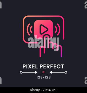 Start streaming pink solid gradient desktop icon on black Stock Vector