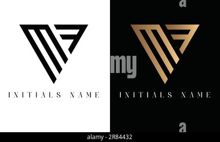 Luxury Initial MF or FM Monogram Text Letter Logo Design Stock Vector
