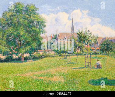 The House of the Deaf Woman and the Belfry at Eragny, Camille Pissarro, 1886, Indianapolis Museum of Art, Indianapolis, Indiana, USA, North America Stock Photo