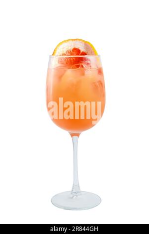 A refreshing cocktail of orange and lemon in a drinking glass, with the perfect mix of alcohol and non-alcoholic beverages. Stock Photo