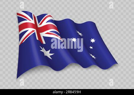 3D Realistic waving Flag of Australia on transparent background Stock Vector