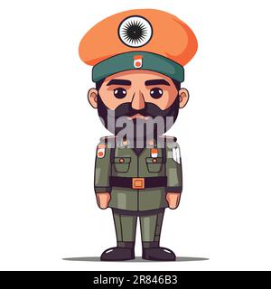 Army Flat mascot vector illustration design. Stock Vector