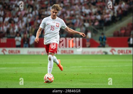 WARSAW, POLAND - JUNE 16, 2023: Friendly football match  Poland vs Germany 1:0. In action Michal Skoras. Stock Photo