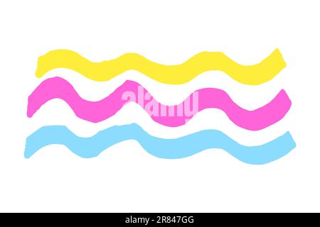 Vector sign of sea waves image. Colorful brush strokes of paint marker isolated on white background. Hand drawn vector illustration for summer prints, Stock Vector