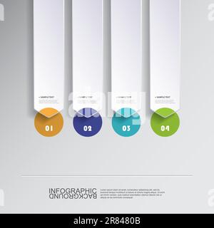 Colorful Minimal Paper Cut Infographics Design, Presentation Template - Rounded Arrows Stock Vector