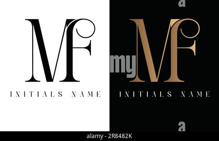 Luxury Initial MF or FM Monogram Text Letter Logo Design Stock Vector