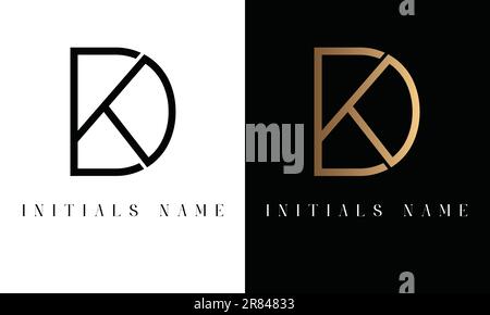 Luxury Initial DK or KD Monogram Text Letter Logo Design Stock Vector