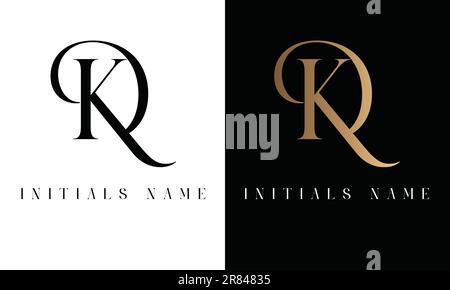 Luxury Initial DK or KD Monogram Text Letter Logo Design Stock Vector