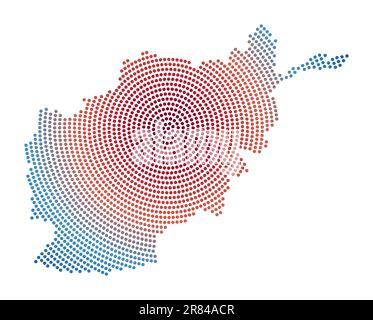 Afghanistan digital dotted map. Shape of the country in cyan color ...