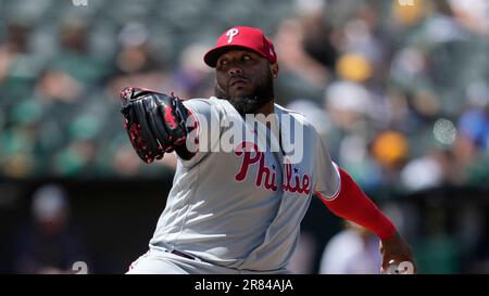 Philadelphia Phillies relief pitcher JOSE ALVARADO closes out the victory  for the Phillies in the bottom of the ninth inning during the MLB game  betwe Stock Photo - Alamy