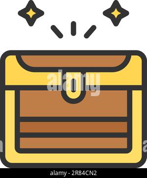 Treasure Chest Outline. Vector Illustration Isolated Stock Vector Image ...