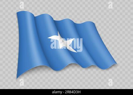 3D Realistic waving Flag of Somalia on transparent background Stock Vector