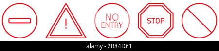 Set of red traffic signs icons. Sign forbidden. Vector illustration Stock Vector