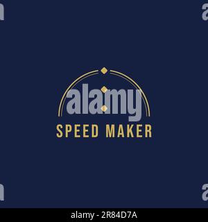 The logo is a combination of lines and squares that form a speedometer and letters. Stock Vector