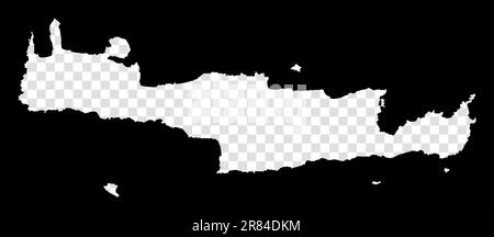 Stencil map of Crete. Simple and minimal transparent map of Crete. Black rectangle with cut shape of the island. Cool vector illustration. Stock Vector