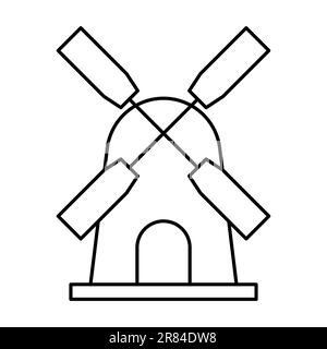 Windmill line icon. Agriculture symbol. Vector illustration isolated on white background Stock Vector