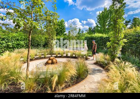 'Le Jardin des Chenes' / 'The Oak Garden' ornamental display at the Domaine de Chaumont-sur-Loire, Loir-et-Cher (41), France. Stock Photo