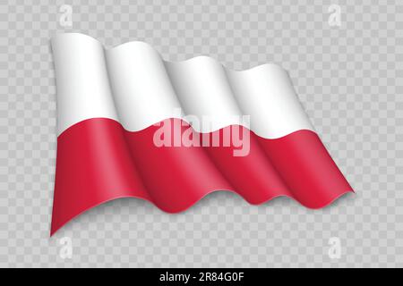 3D Realistic waving Flag of Poland on transparent background Stock Vector