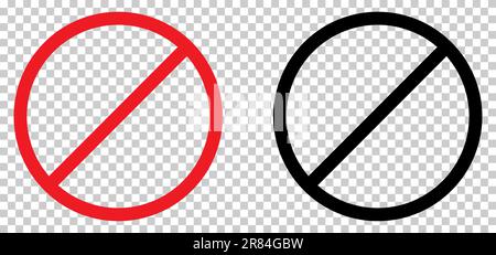 Set of ban signs. Circle sign stop entry and slash line. Vector illustration isolated on transparent background Stock Vector
