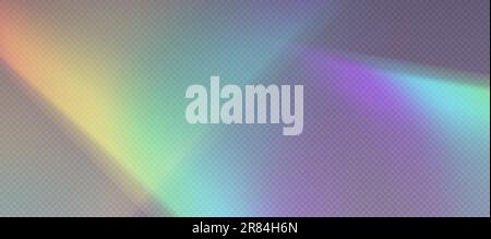 Rainbow refraction overlay, prism light effect, leak flare. Stock Vector