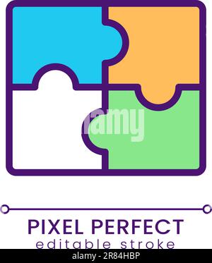 Jigsaw puzzle pieces pixel perfect RGB color icon Stock Vector