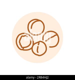 Macadamia nut black line icon. Natural organic super food. Pictogram for web page, mobile app, promo. Stock Vector