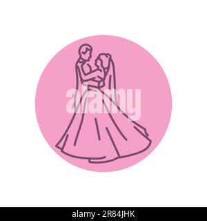 First wedding dance of newlywed black line icon. Pictogram for web page, mobile app, promo. Stock Vector