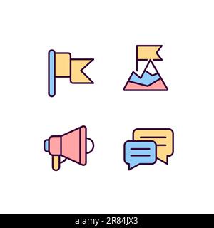 Achievement pixel perfect RGB color icons set Stock Vector