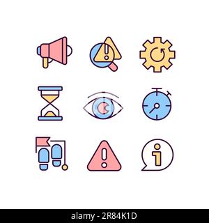 Business process timing pixel perfect RGB color icons set Stock Vector