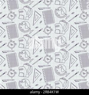 School, University Monochrome Pattern. Vector Illustration In Flat Style Stock Vector