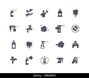 Spray icons black set Stock Vector