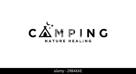 camping logotype with tent icon nature healing and minimalism concept vector Stock Vector