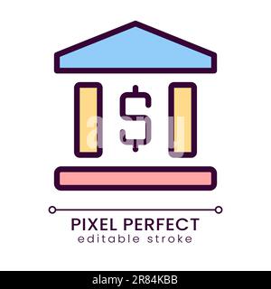 Bank building pixel perfect RGB color icon Stock Vector