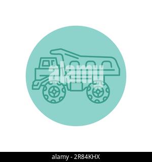 Children toy plastic dump truck black line icon. Pictogram for web page, mobile app, promo. Stock Vector