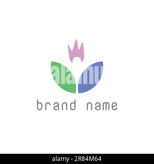 Abstract logo in the form of flowers and people with three colors. Stock Vector