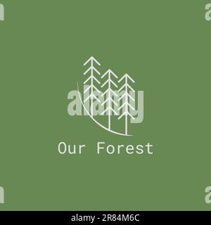 Line logo that forms a forest and is white. Stock Vector