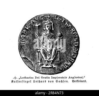 Seal of Lothair III Holy Roman Emperor, 12th century Stock Photo
