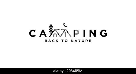 camping logotype and tent icon back to nature minimalism concept design Stock Vector