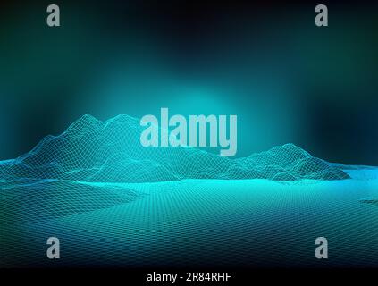 Abstract background with a wireframe landscape design Stock Vector